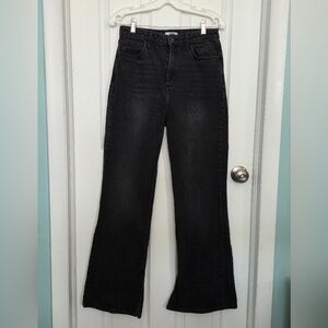 Black Flare Leg High Rise Split Hem Jeans Forever 21